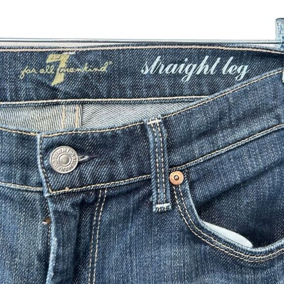 7 For All Mankind Stretch Straight Leg Jeans Blue Denim Medium Wash Size 29 - Picture 4 of 9
